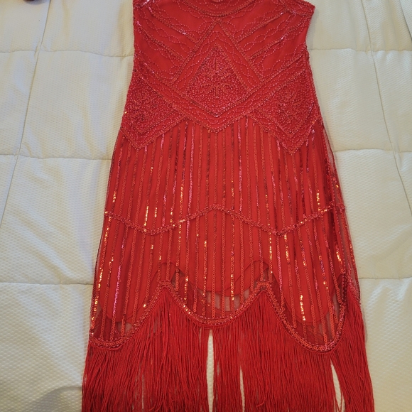 Red sequin flapper dress, - Picture 2 of 4